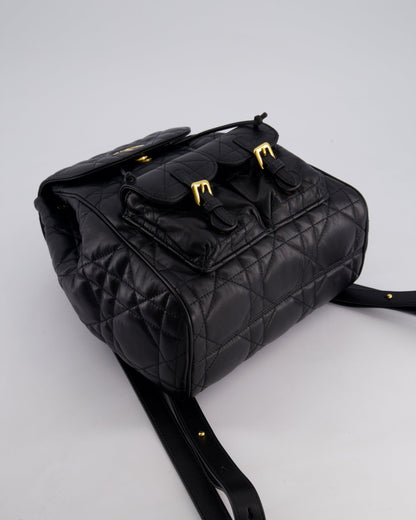Christian Dior Medium Caro Black Macrocannage Lambskin Backpack with Gold Hardware RRP £3,050
