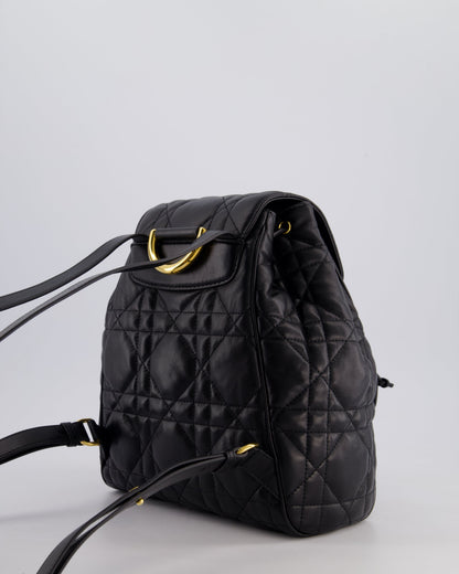 Christian Dior Medium Caro Black Macrocannage Lambskin Backpack with Gold Hardware RRP £3,050