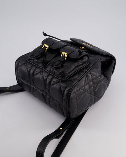 Christian Dior Medium Caro Black Macrocannage Lambskin Backpack with Gold Hardware RRP £3,050