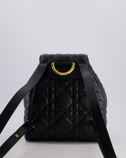 Christian Dior Medium Caro Black Macrocannage Lambskin Backpack with Gold Hardware RRP £3,050