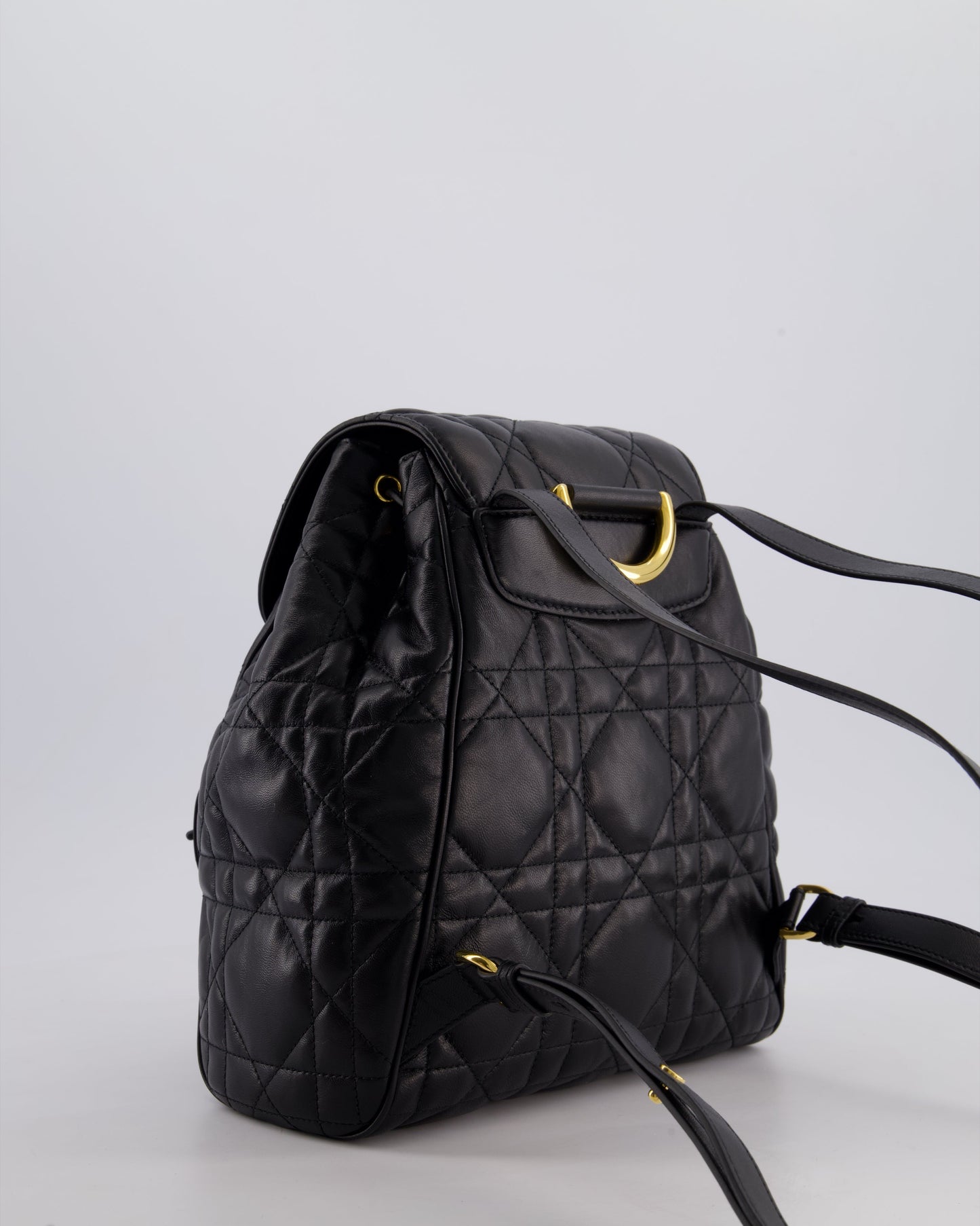 Christian Dior Medium Caro Black Macrocannage Lambskin Backpack with Gold Hardware RRP £3,050