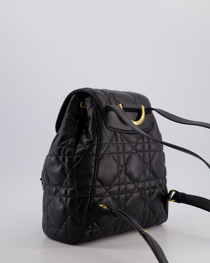 Christian Dior Medium Caro Black Macrocannage Lambskin Backpack with Gold Hardware RRP £3,050