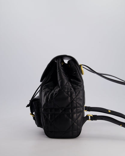 Christian Dior Medium Caro Black Macrocannage Lambskin Backpack with Gold Hardware RRP £3,050