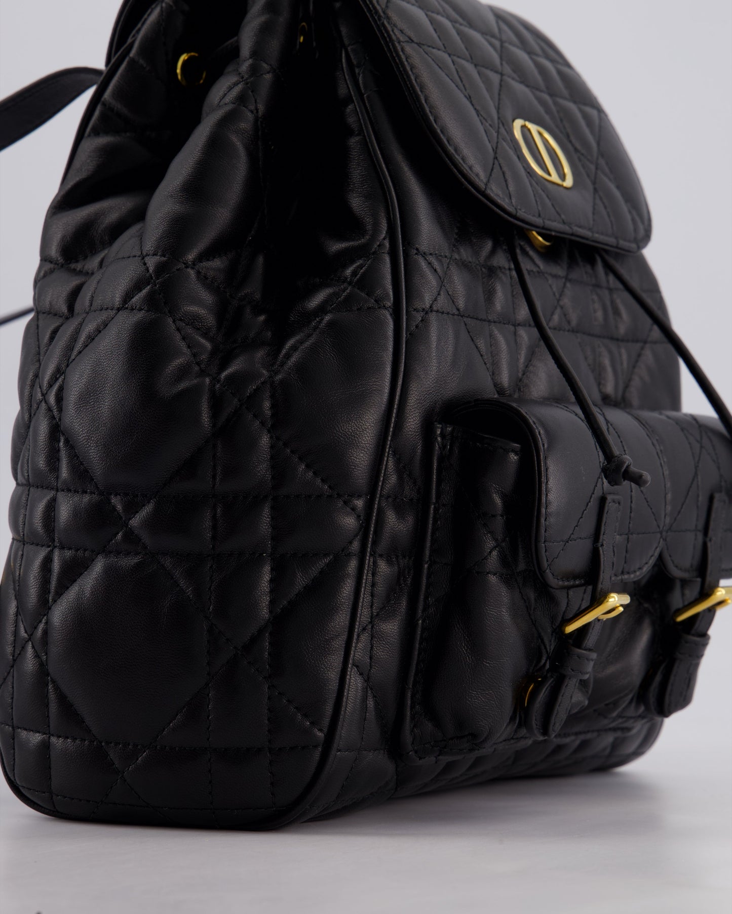 Christian Dior Medium Caro Black Macrocannage Lambskin Backpack with Gold Hardware RRP £3,050