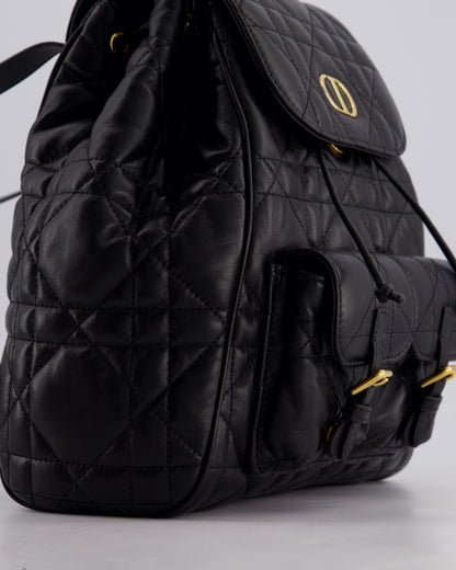 Christian Dior Medium Caro Black Macrocannage Lambskin Backpack with Gold Hardware RRP £3,050