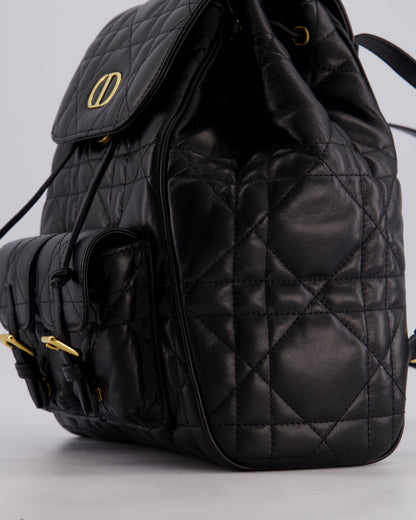 Christian Dior Medium Caro Black Macrocannage Lambskin Backpack with Gold Hardware RRP £3,050