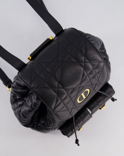 Christian Dior Medium Caro Black Macrocannage Lambskin Backpack with Gold Hardware RRP £3,050