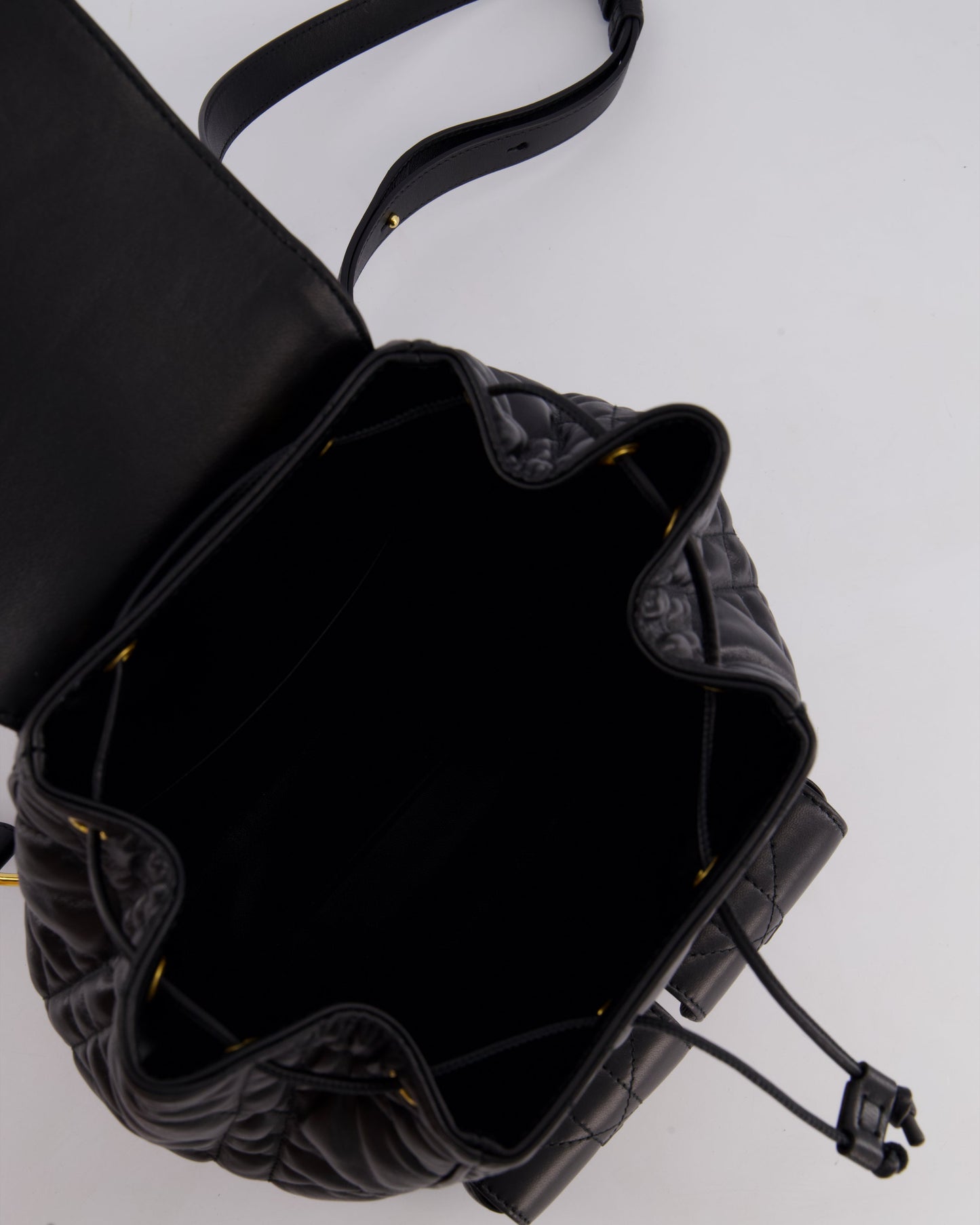 Christian Dior Medium Caro Black Macrocannage Lambskin Backpack with Gold Hardware RRP £3,050