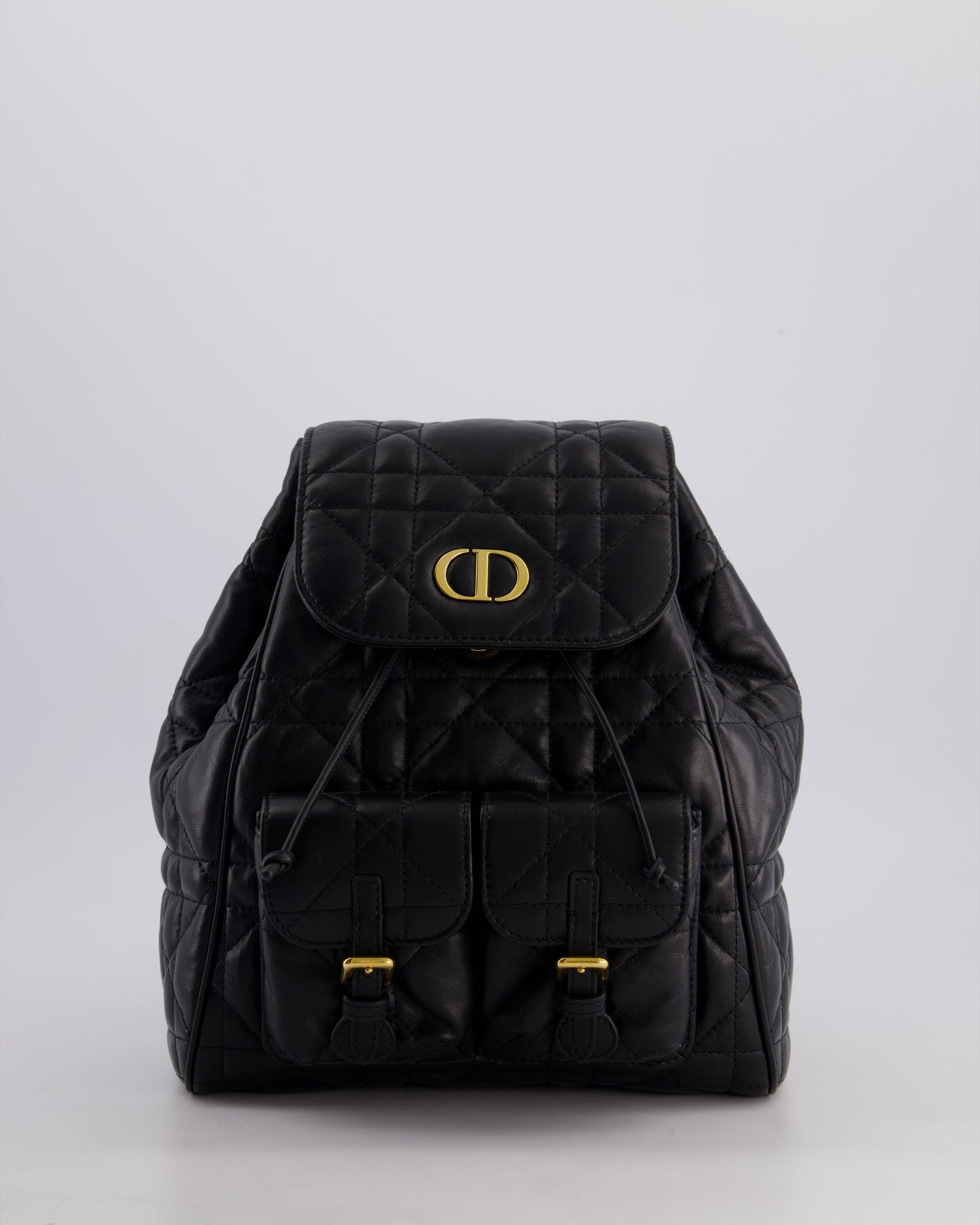 Christian Dior Medium Caro Black Macrocannage Lambskin Backpack with Gold Hardware RRP £3,050