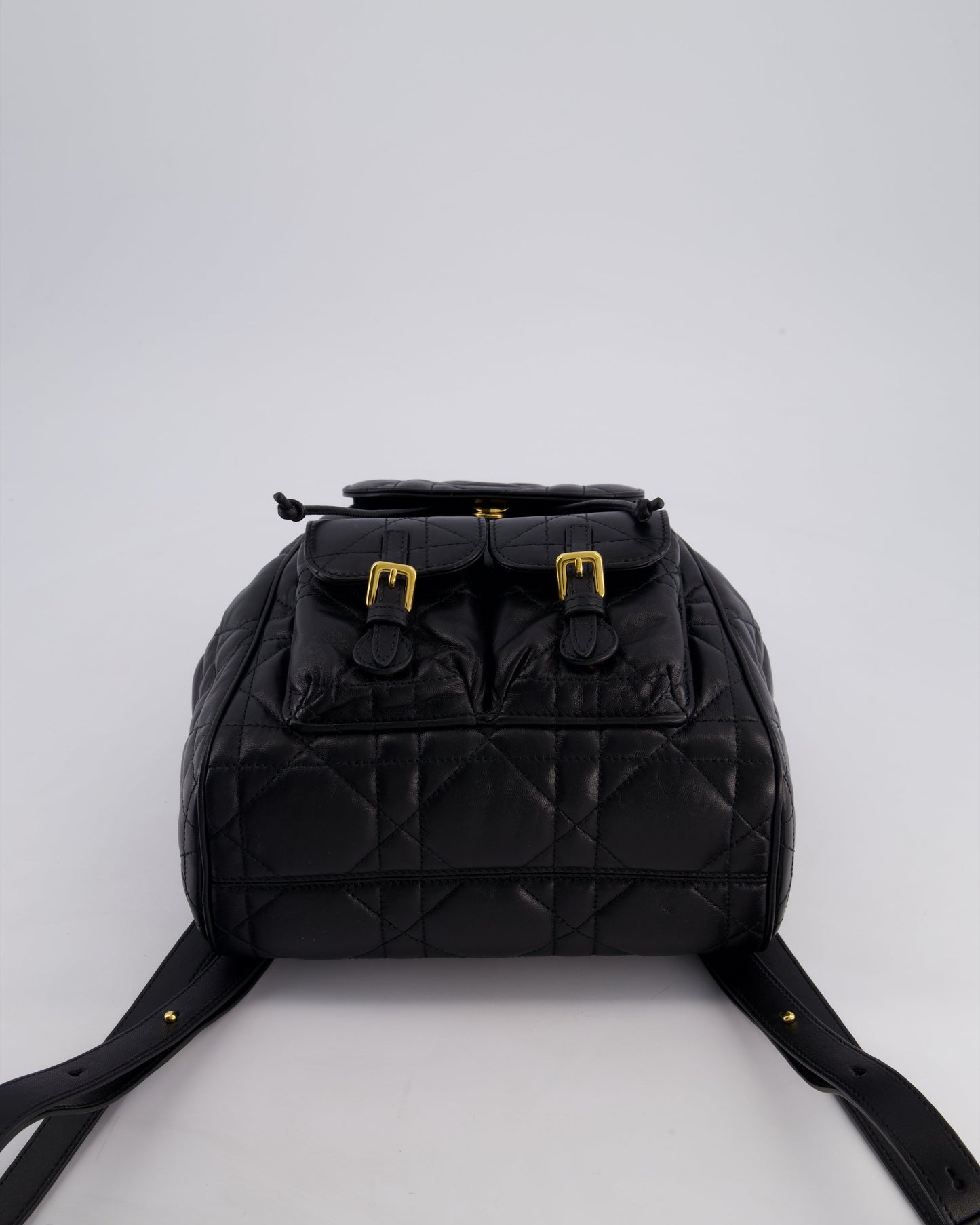 Christian Dior Medium Caro Black Macrocannage Lambskin Backpack with Gold Hardware RRP £3,050