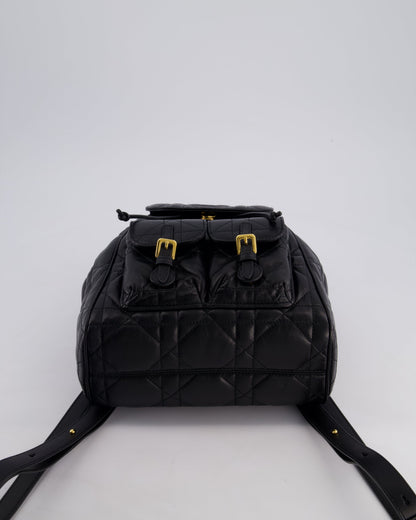 Christian Dior Medium Caro Black Macrocannage Lambskin Backpack with Gold Hardware RRP £3,050