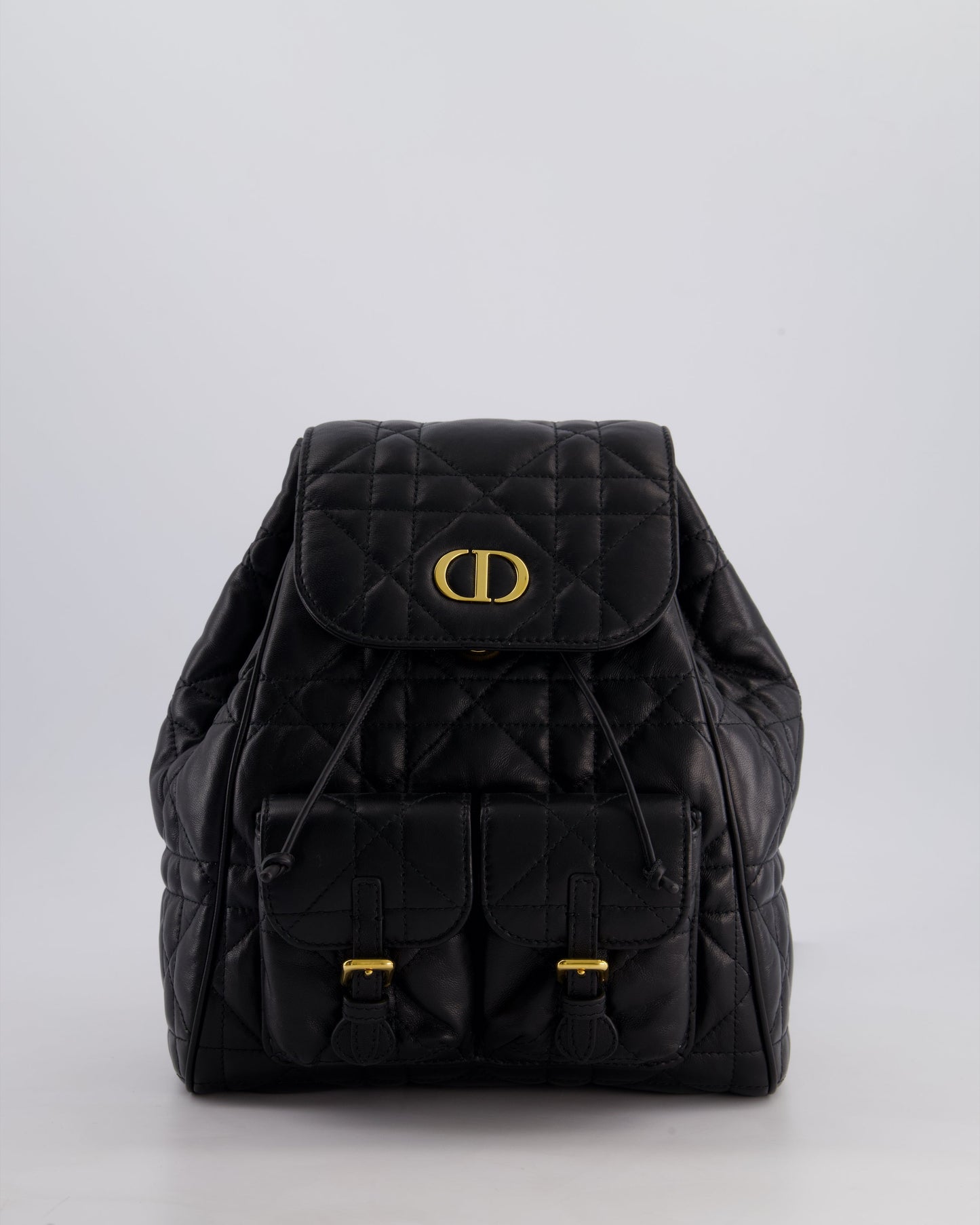Christian Dior Medium Caro Black Macrocannage Lambskin Backpack with Gold Hardware RRP £3,050