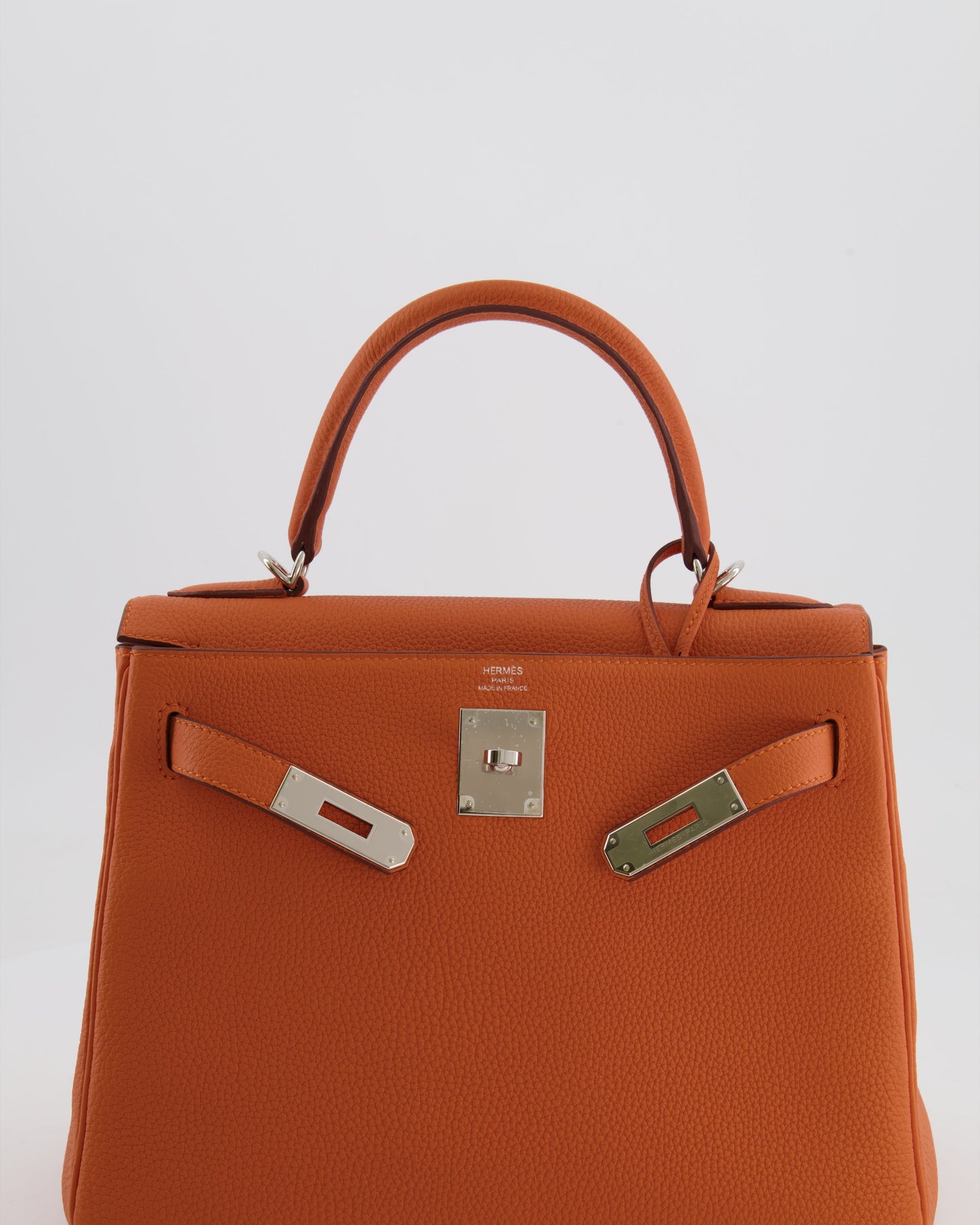Hermès Kelly 28cm Retourne Bag in Orange Togo Leather with Palladium Hardware