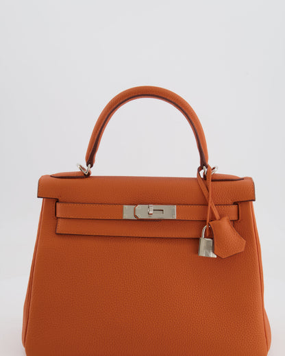 Hermès Kelly 28cm Retourne Bag in Orange Togo Leather with Palladium Hardware