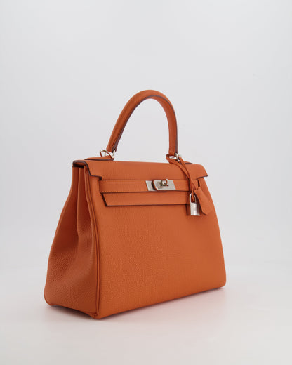 Hermès Kelly 28cm Retourne Bag in Orange Togo Leather with Palladium Hardware