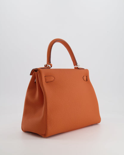 Hermès Kelly 28cm Retourne Bag in Orange Togo Leather with Palladium Hardware