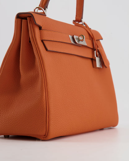 Hermès Kelly 28cm Retourne Bag in Orange Togo Leather with Palladium Hardware