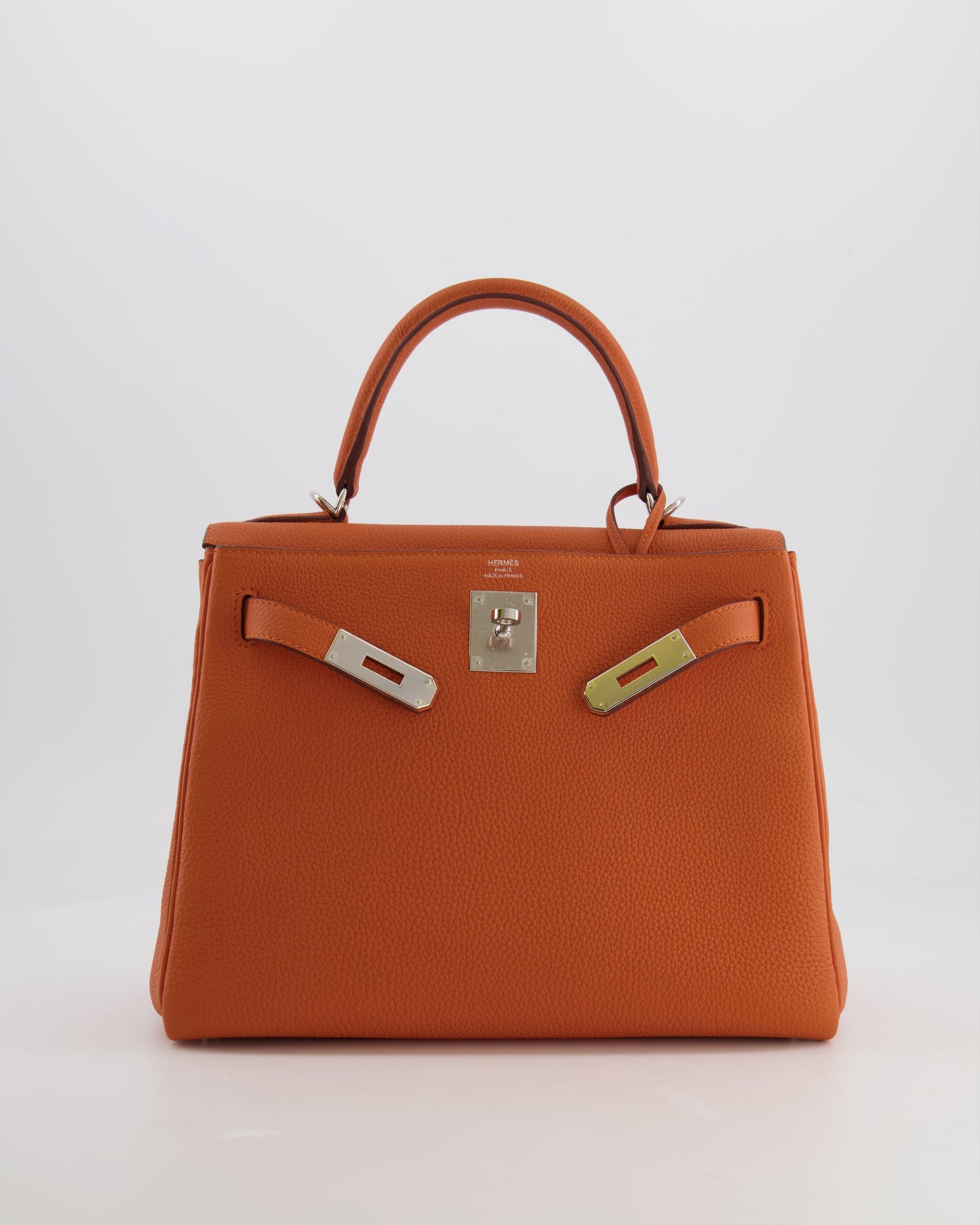 Hermès Kelly 28cm Retourne Bag in Orange Togo Leather with Palladium Hardware