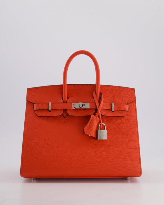 *HOT* Hermès Birkin 25 Sellier Bag in Capucine Epsom Leather with Palladium Hardware