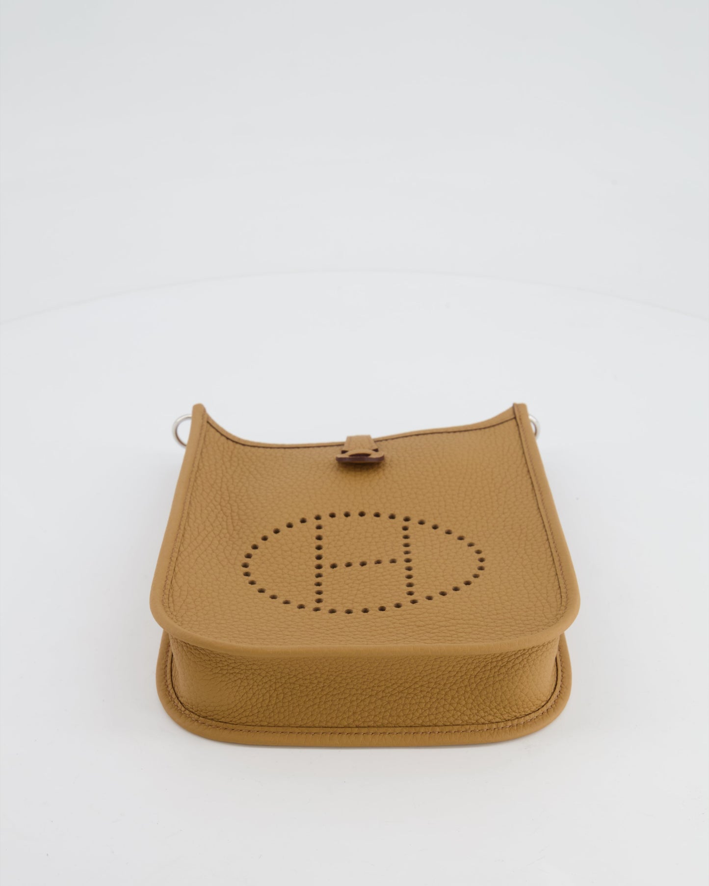 Hermès Mini Evelyne 16 Bag in Biscuit Clemence Leather with Palladium Hardware