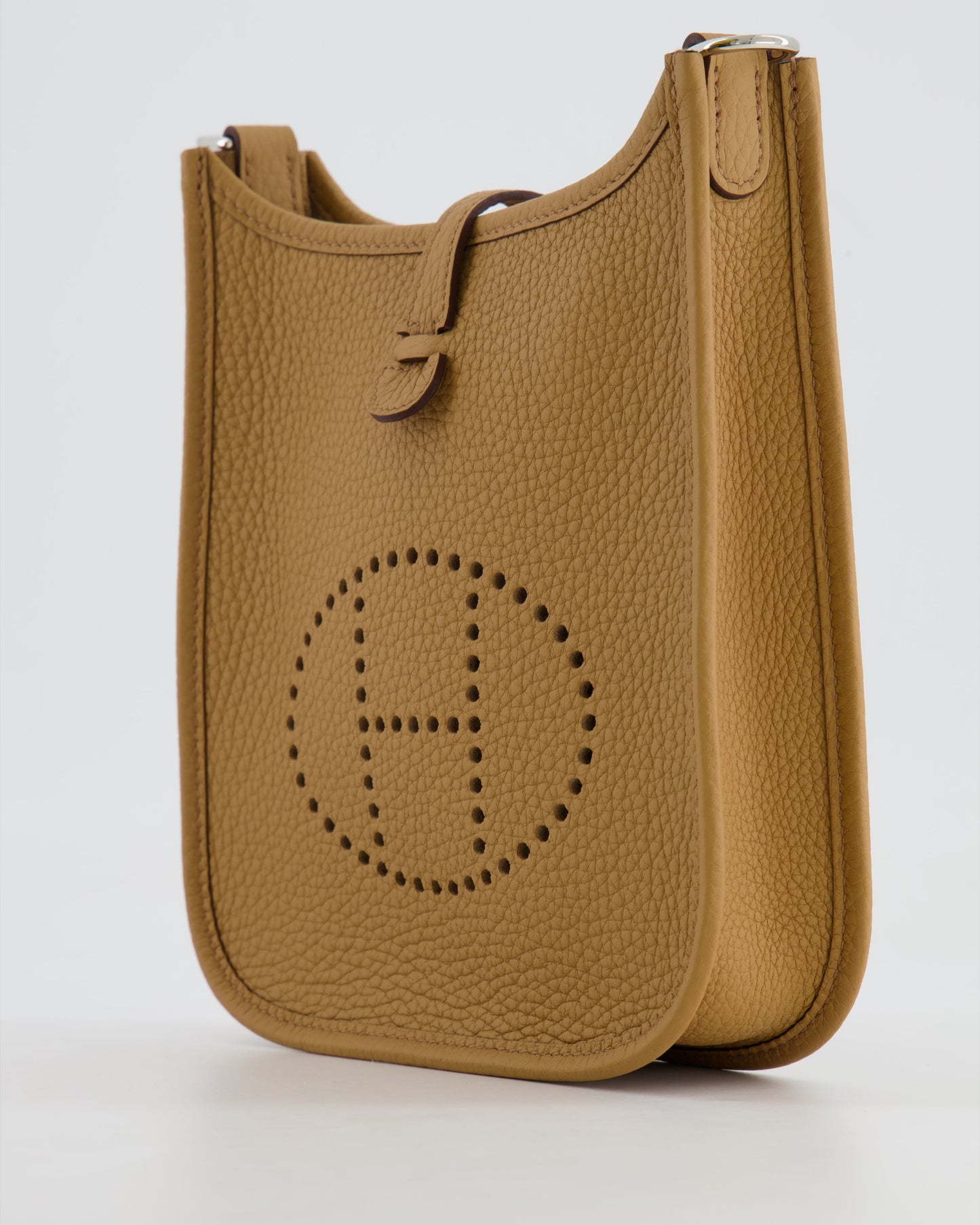 Hermès Mini Evelyne 16 Bag in Biscuit Clemence Leather with Palladium Hardware