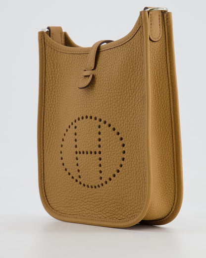 Hermès Mini Evelyne 16 Bag in Biscuit Clemence Leather with Palladium Hardware