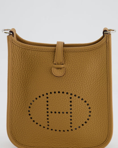 Hermès Mini Evelyne 16 Bag in Biscuit Clemence Leather with Palladium Hardware