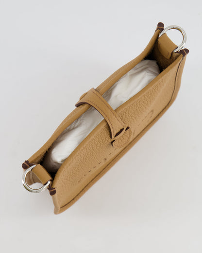 Hermès Mini Evelyne 16 Bag in Biscuit Clemence Leather with Palladium Hardware
