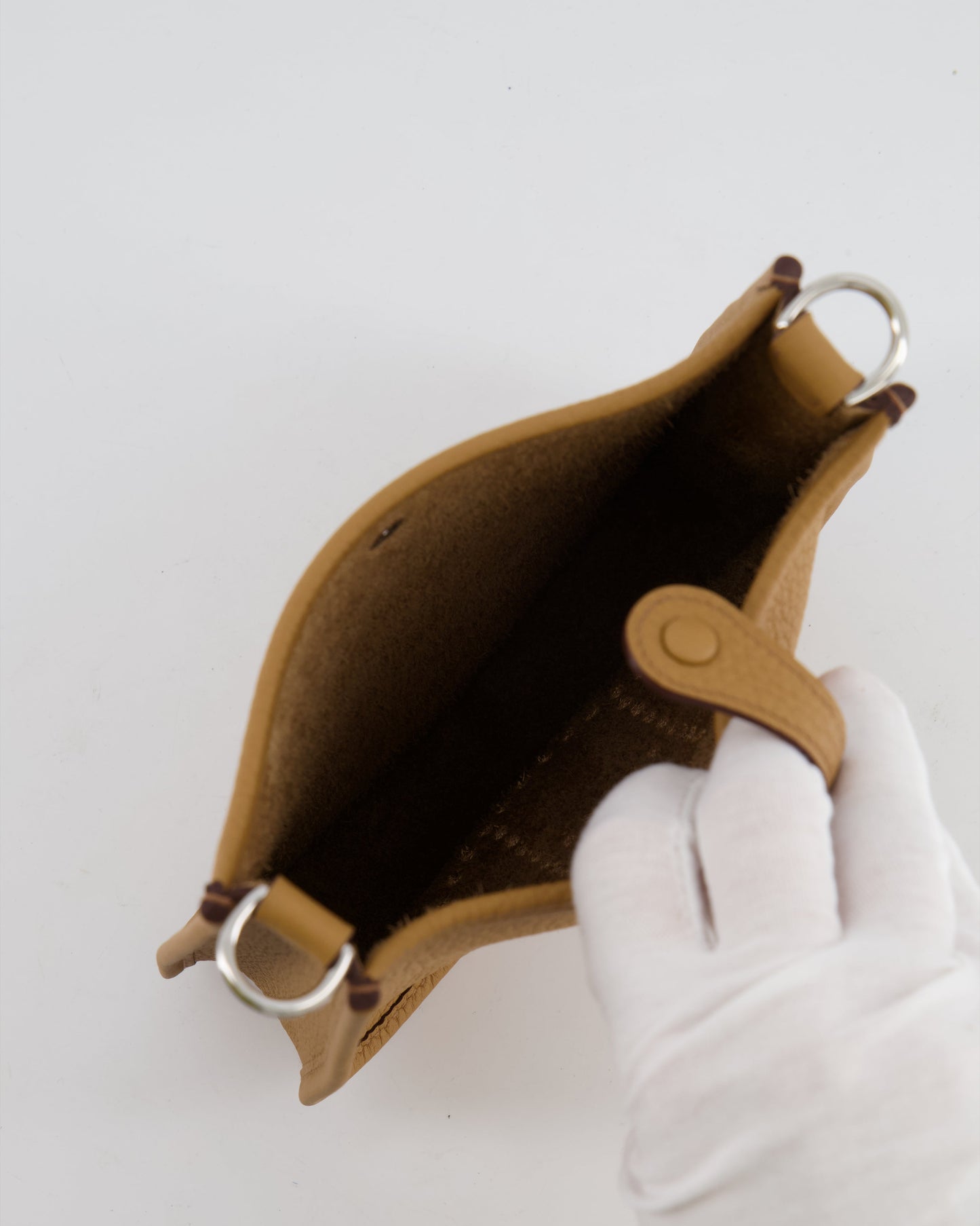 Hermès Mini Evelyne 16 Bag in Biscuit Clemence Leather with Palladium Hardware