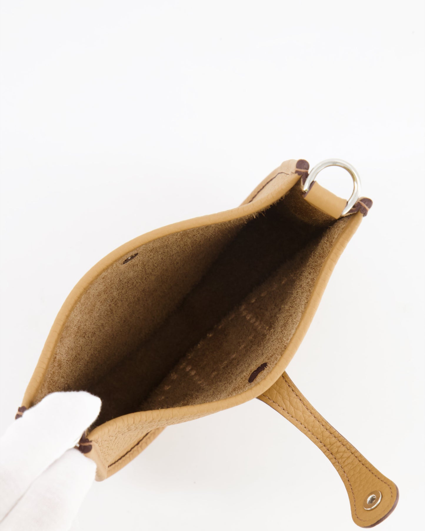 Hermès Mini Evelyne 16 Bag in Biscuit Clemence Leather with Palladium Hardware