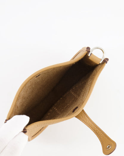 Hermès Mini Evelyne 16 Bag in Biscuit Clemence Leather with Palladium Hardware