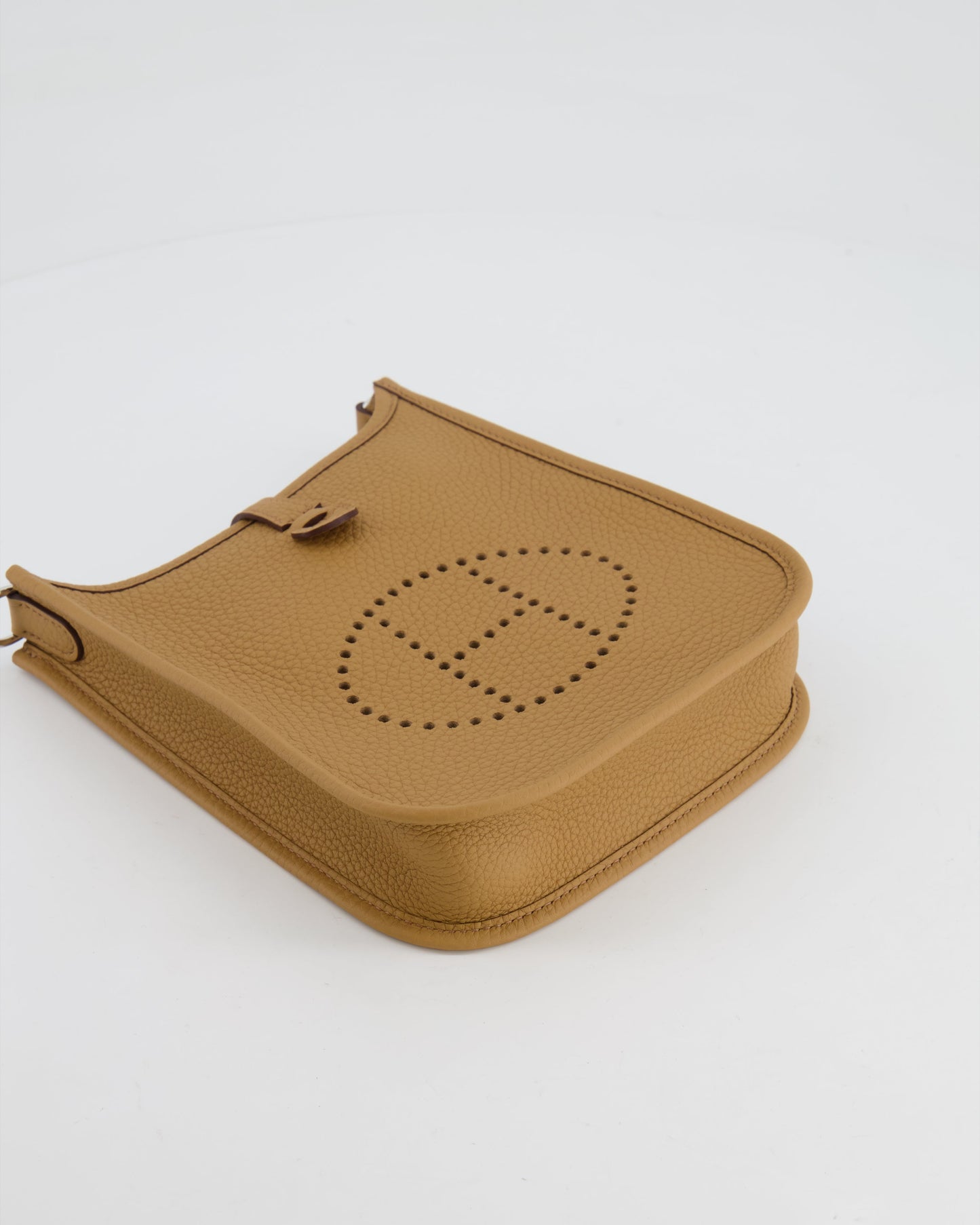 Hermès Mini Evelyne 16 Bag in Biscuit Clemence Leather with Palladium Hardware