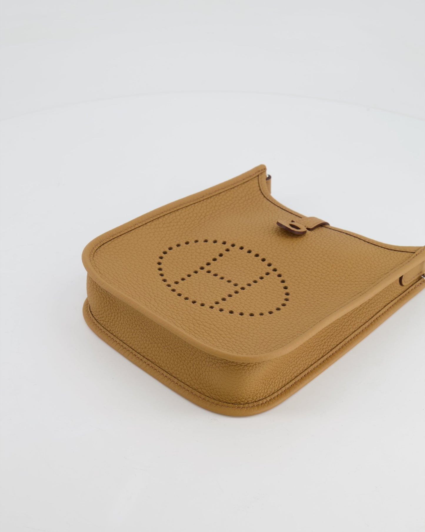 Hermès Mini Evelyne 16 Bag in Biscuit Clemence Leather with Palladium Hardware