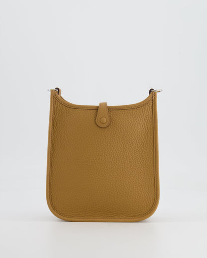 Hermès Mini Evelyne 16 Bag in Biscuit Clemence Leather with Palladium Hardware