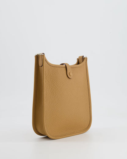 Hermès Mini Evelyne 16 Bag in Biscuit Clemence Leather with Palladium Hardware