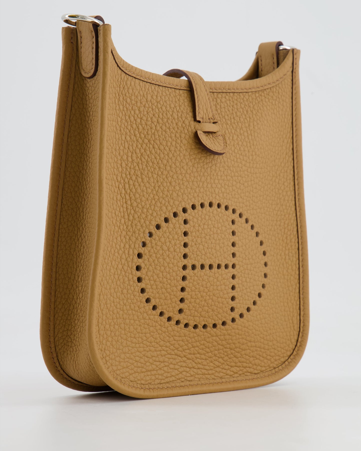 Hermès Mini Evelyne 16 Bag in Biscuit Clemence Leather with Palladium Hardware