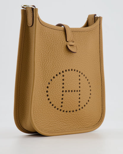 Hermès Mini Evelyne 16 Bag in Biscuit Clemence Leather with Palladium Hardware