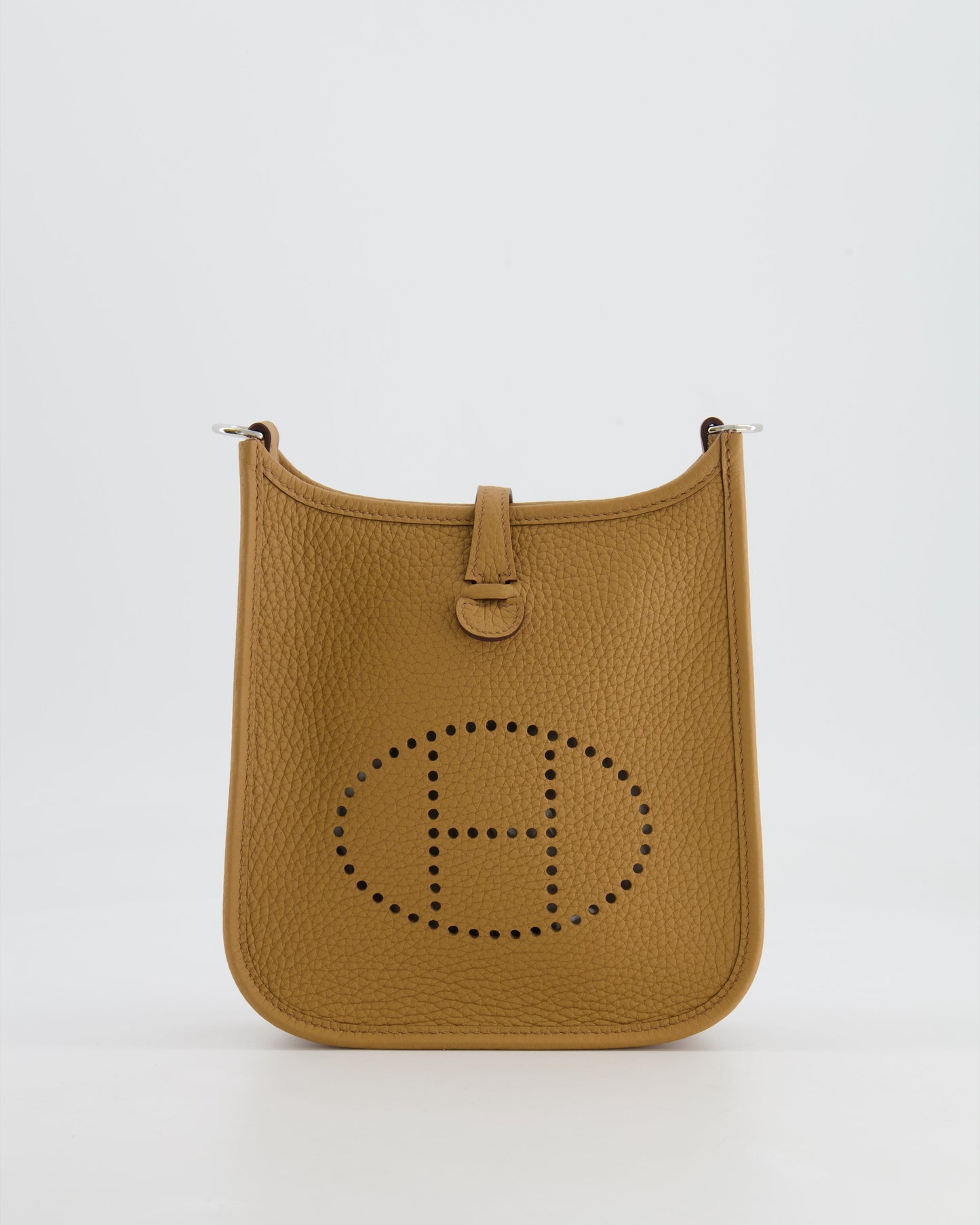 Hermès Mini Evelyne 16 Bag in Biscuit Clemence Leather with Palladium Hardware