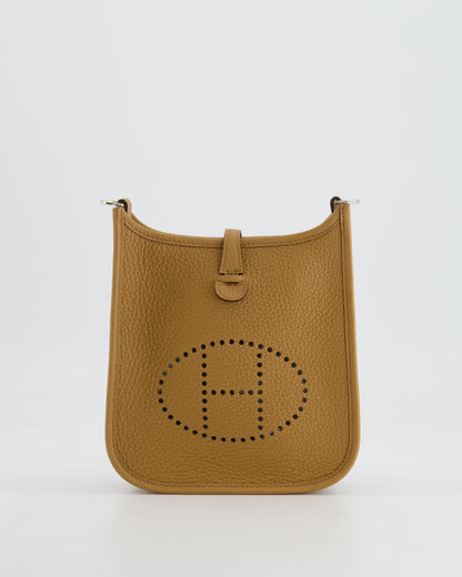 Hermès Mini Evelyne 16 Bag in Biscuit Clemence Leather with Palladium Hardware