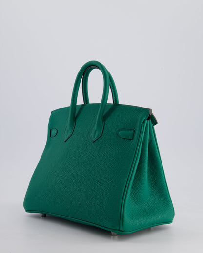 Hermès Birkin 25cm Retourne Bag in Vert Vertigo Togo Leather with Palladium Hardware