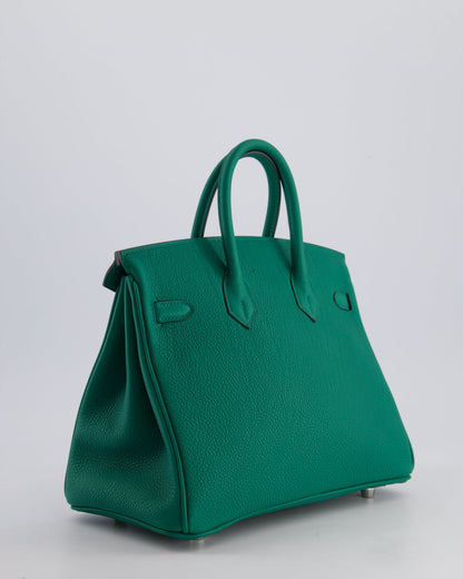 Hermès Birkin 25cm Retourne Bag in Vert Vertigo Togo Leather with Palladium Hardware