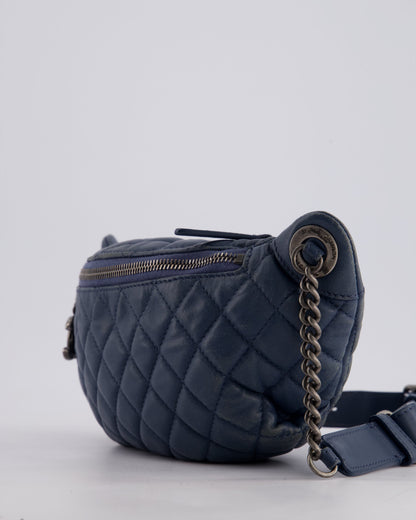 Chanel Navy Quilted Bum Bag in Lambskin Leather with Gunmetal Hardware