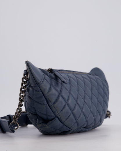 Chanel Navy Quilted Bum Bag in Lambskin Leather with Gunmetal Hardware