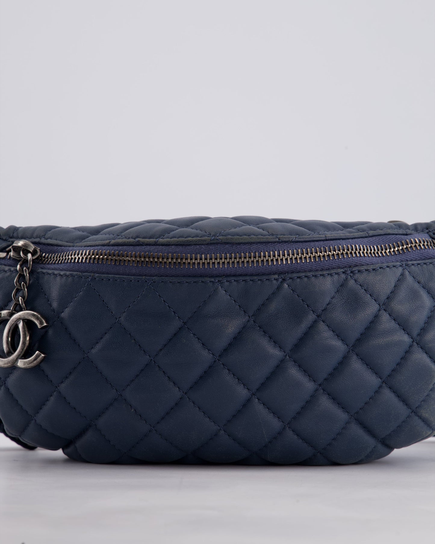 Chanel Navy Quilted Bum Bag in Lambskin Leather with Gunmetal Hardware
