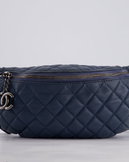 Chanel Navy Quilted Bum Bag in Lambskin Leather with Gunmetal Hardware