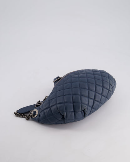 Chanel Navy Quilted Bum Bag in Lambskin Leather with Gunmetal Hardware