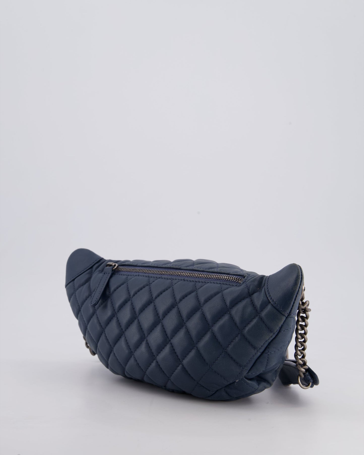 Chanel Navy Quilted Bum Bag in Lambskin Leather with Gunmetal Hardware