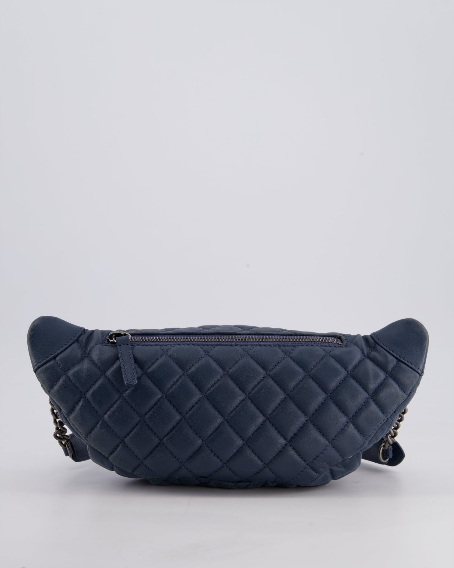 Chanel Navy Quilted Bum Bag in Lambskin Leather with Gunmetal Hardware