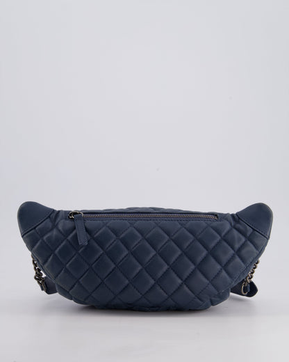 Chanel Navy Quilted Bum Bag in Lambskin Leather with Gunmetal Hardware