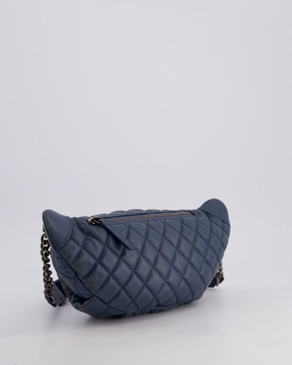 Chanel Navy Quilted Bum Bag in Lambskin Leather with Gunmetal Hardware